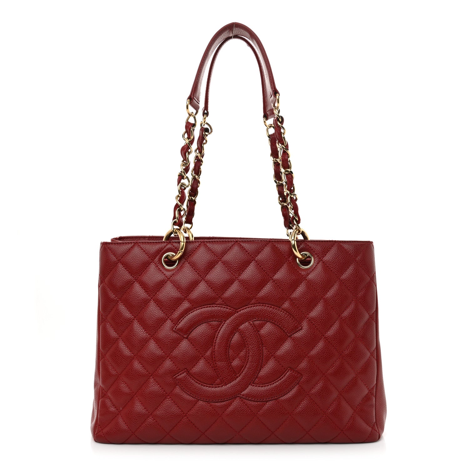 Chanel Caviar Quilted Grand Shopping Tote GST Red 1 of 17