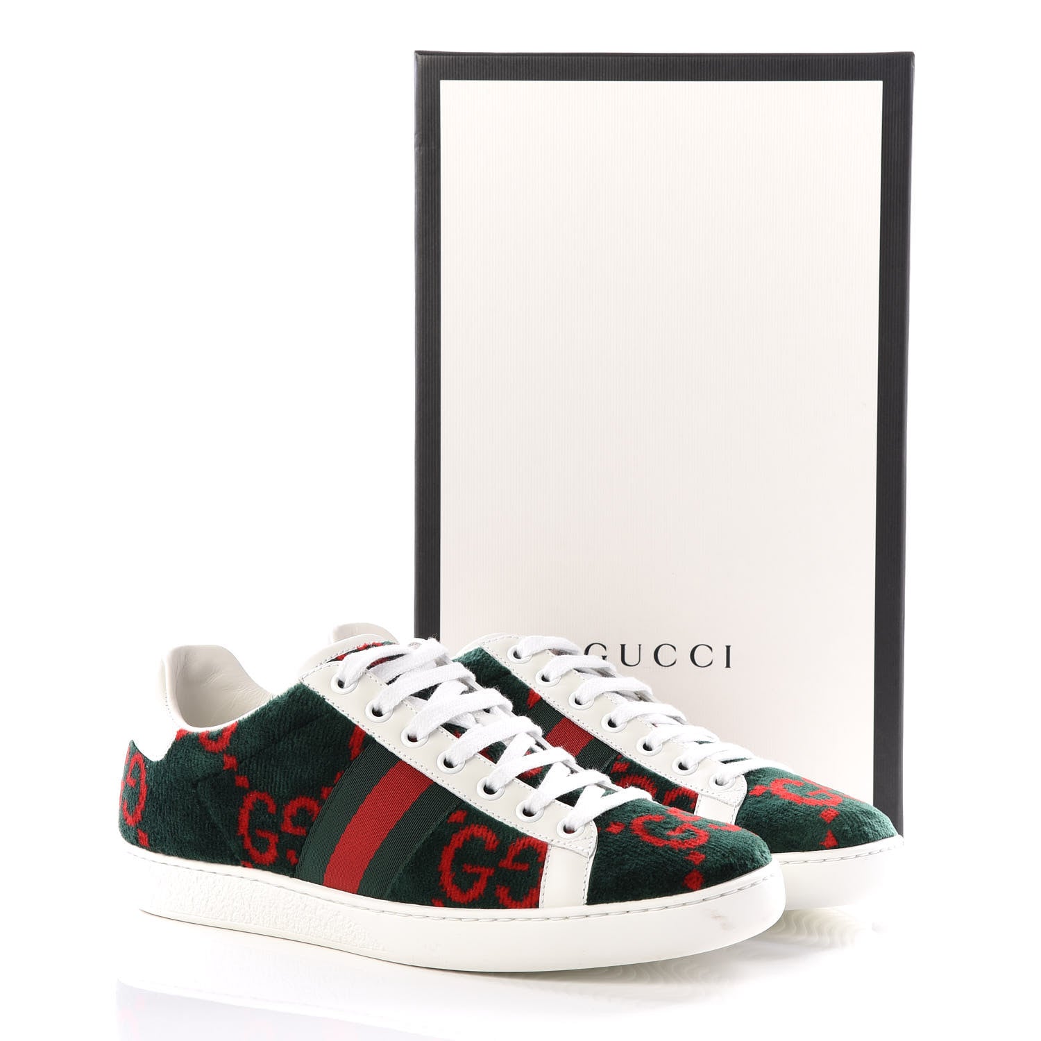 Gucci Terry Cloth GG Monogram Web Womens Ace Sneakers 36.5 Green Red 8 of 8