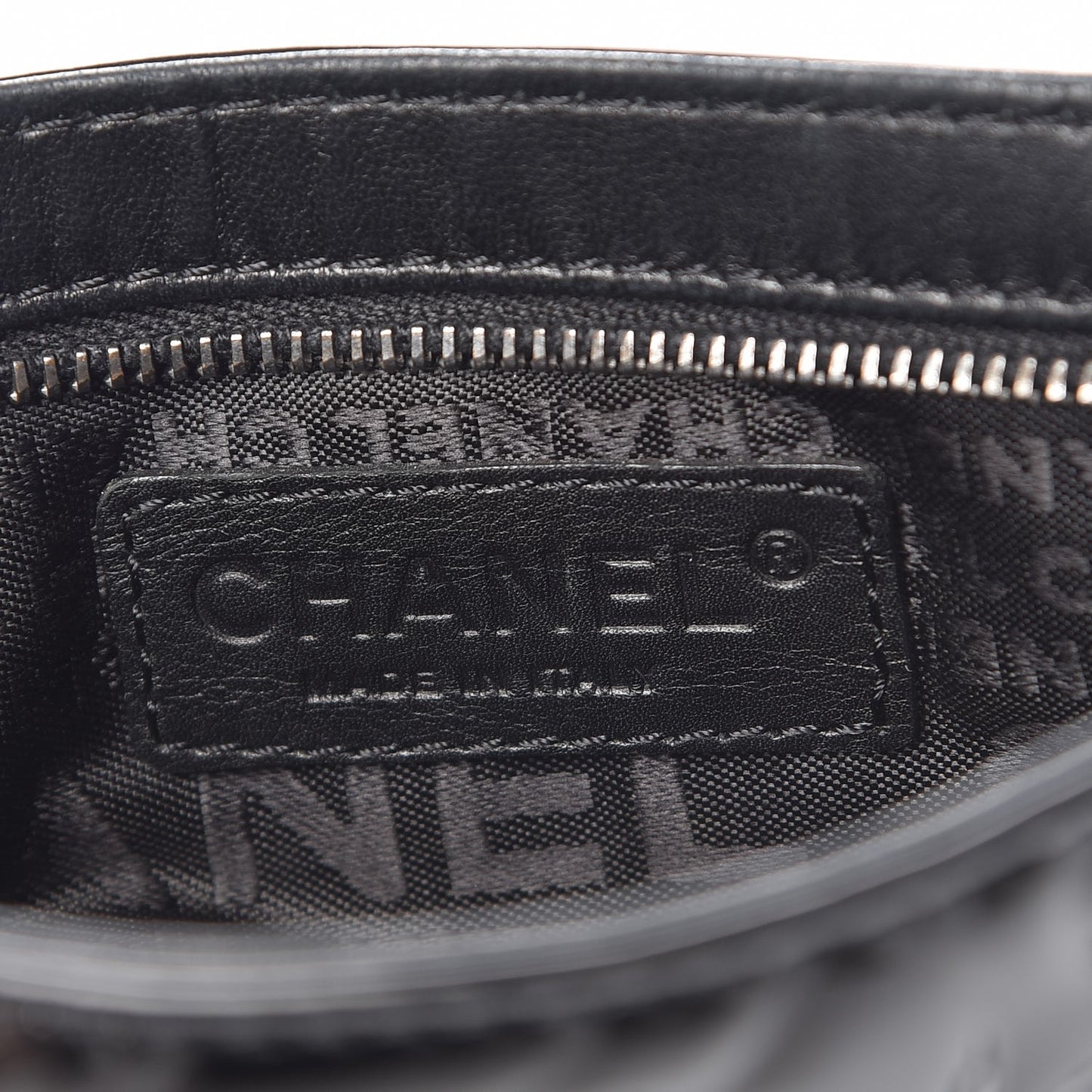 Patent Camellia Embossed Pochette Black