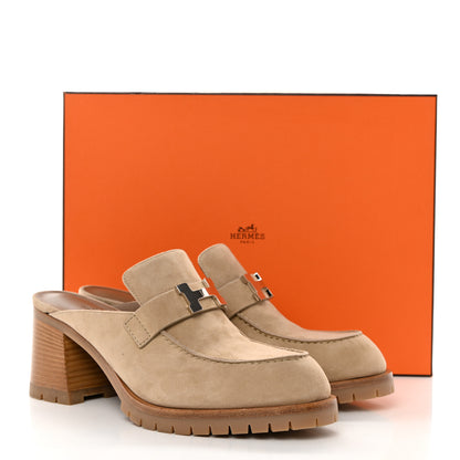 Hermes Suede Goatskin Flore 60 Mules 40 Beige 9 of 9