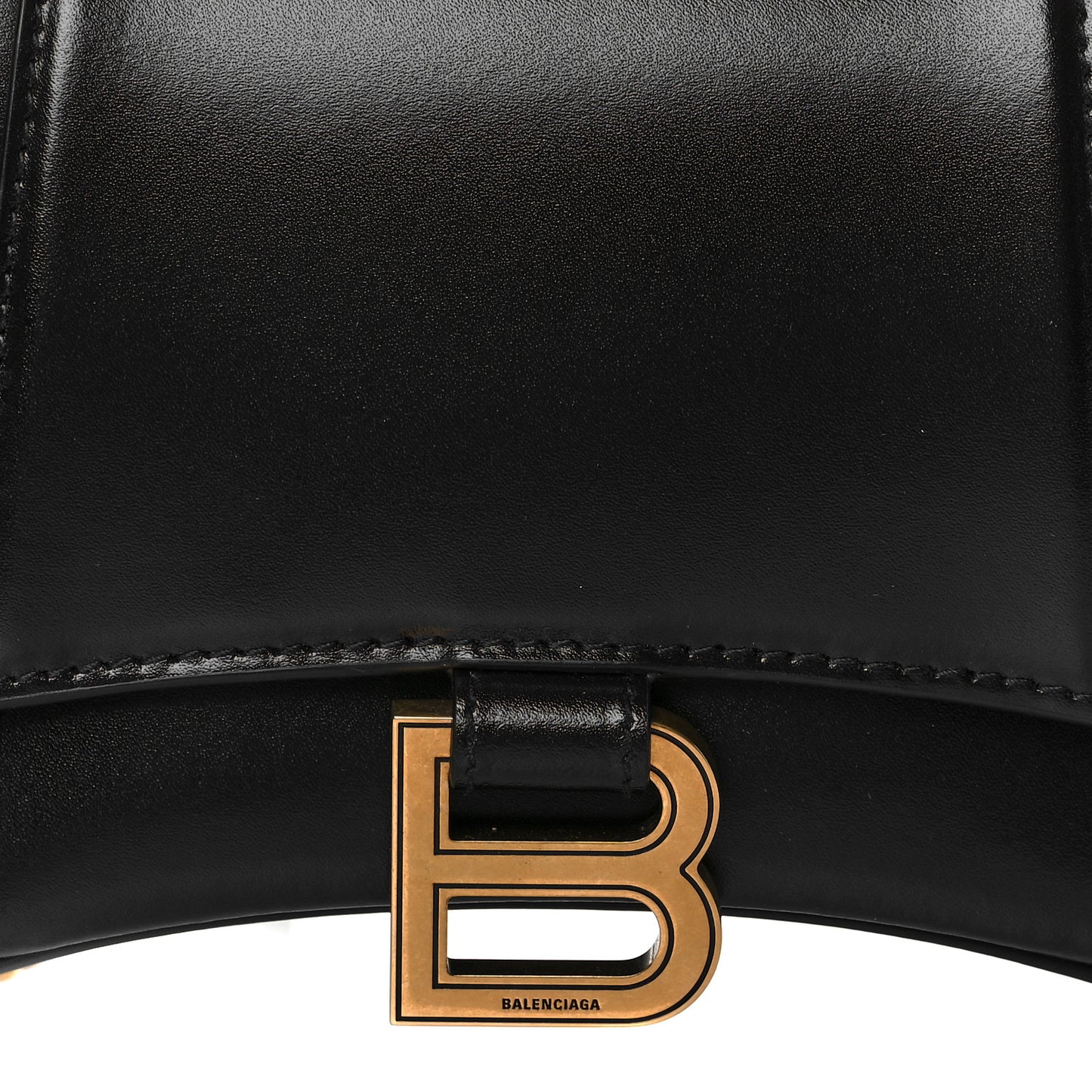 Shiny Box Calfskin Small Hourglass Evening Chain Bag Black