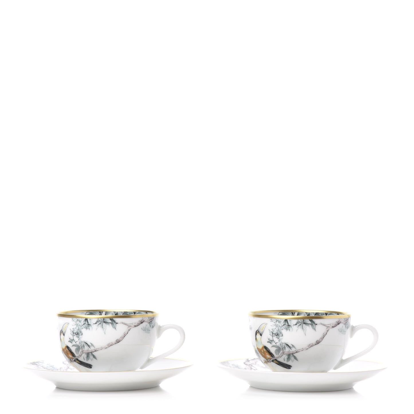 Porcelain Carnets d'Equateur Tea Cup and Saucer Set of 2
