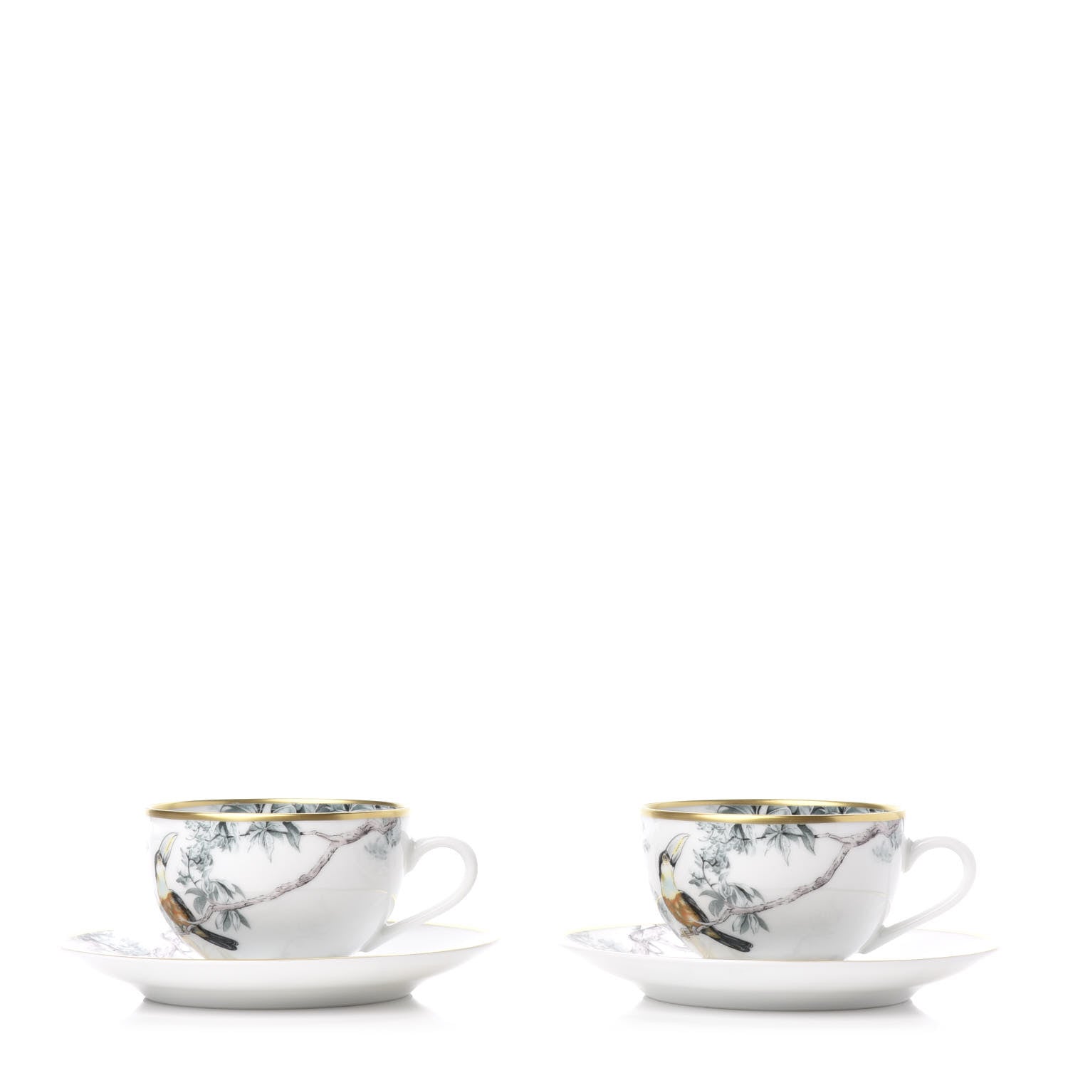 Hermes Porcelain Carnets d'Equateur Tea Cup and Saucer Set of 2 1 of 9
