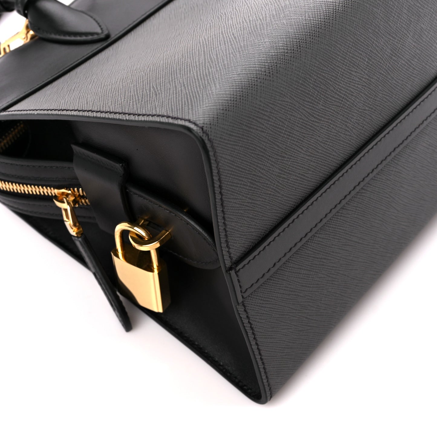 Saffiano City Calfskin Medium Esplanade Tote Mercurio Black