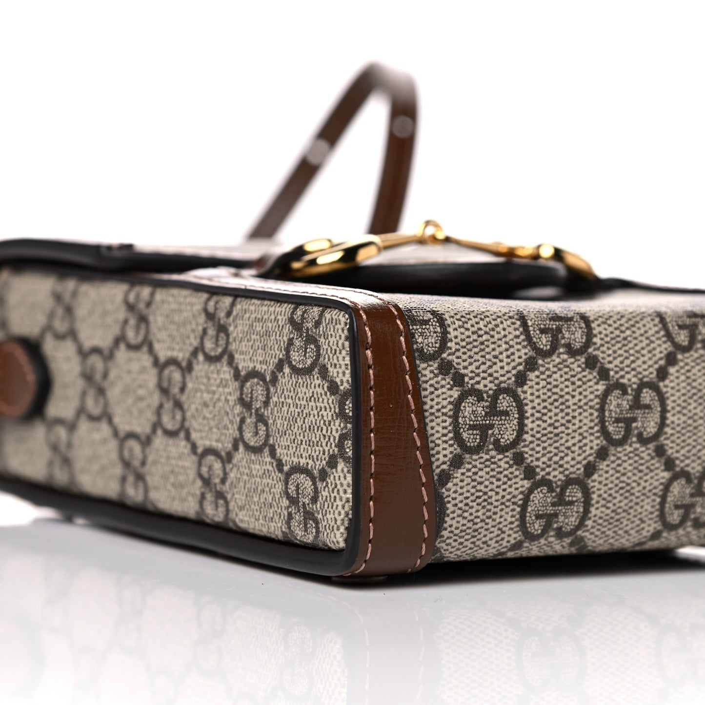 GG Supreme Monogram Mini Horsebit 1955 Crossbody Bag Beige Brown Sugar