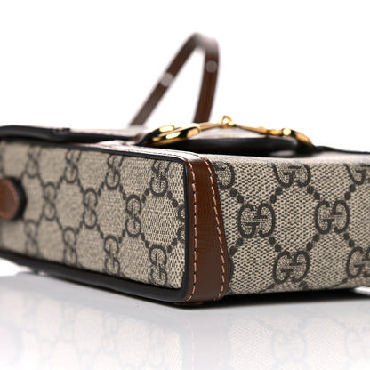Gucci GG Supreme Monogram Mini Horsebit 1955 Crossbody Bag Beige Brown Sugar 8 of 10