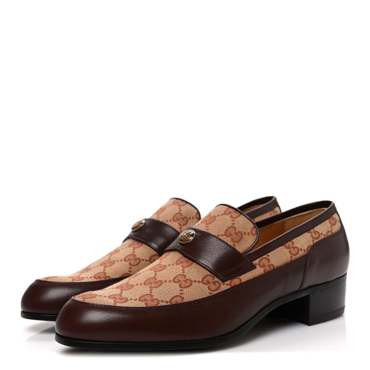 Gucci GG Monogram Goatskin Mens GG Loafers 8.5 Brown 4 of 11