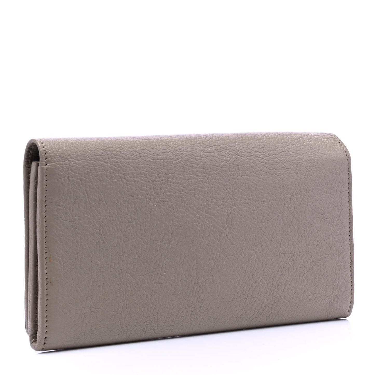Chevre Gold Metallic Edge Hardware Zip Around Wallet Gris Taupe