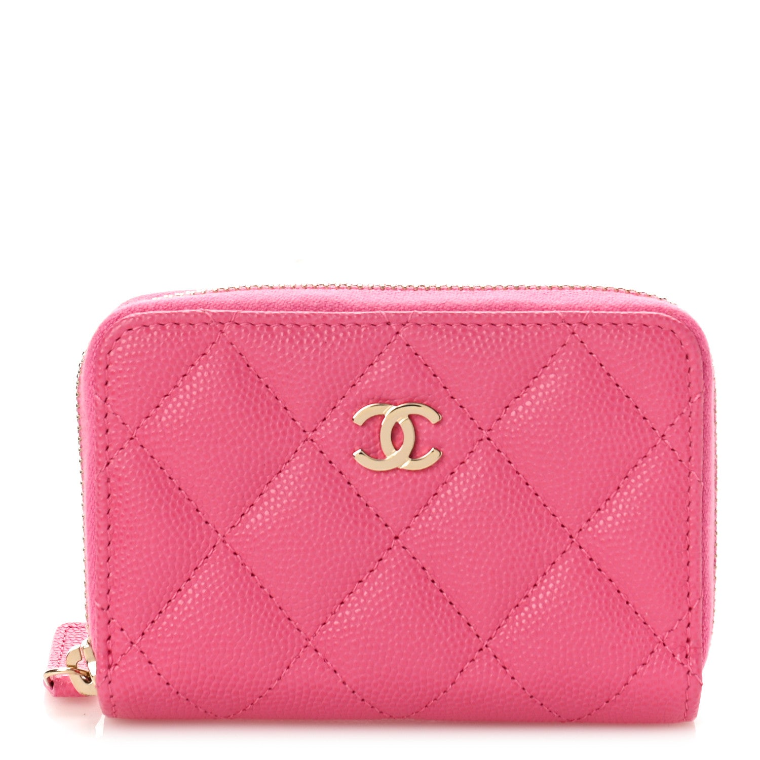 Chanel Caviar Quilted Zip Coin Purse Pink 1 of 10