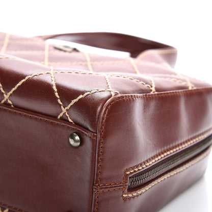 Chanel Calfskin Contrast Stitch Surpique Bowler Brown 10 of 14