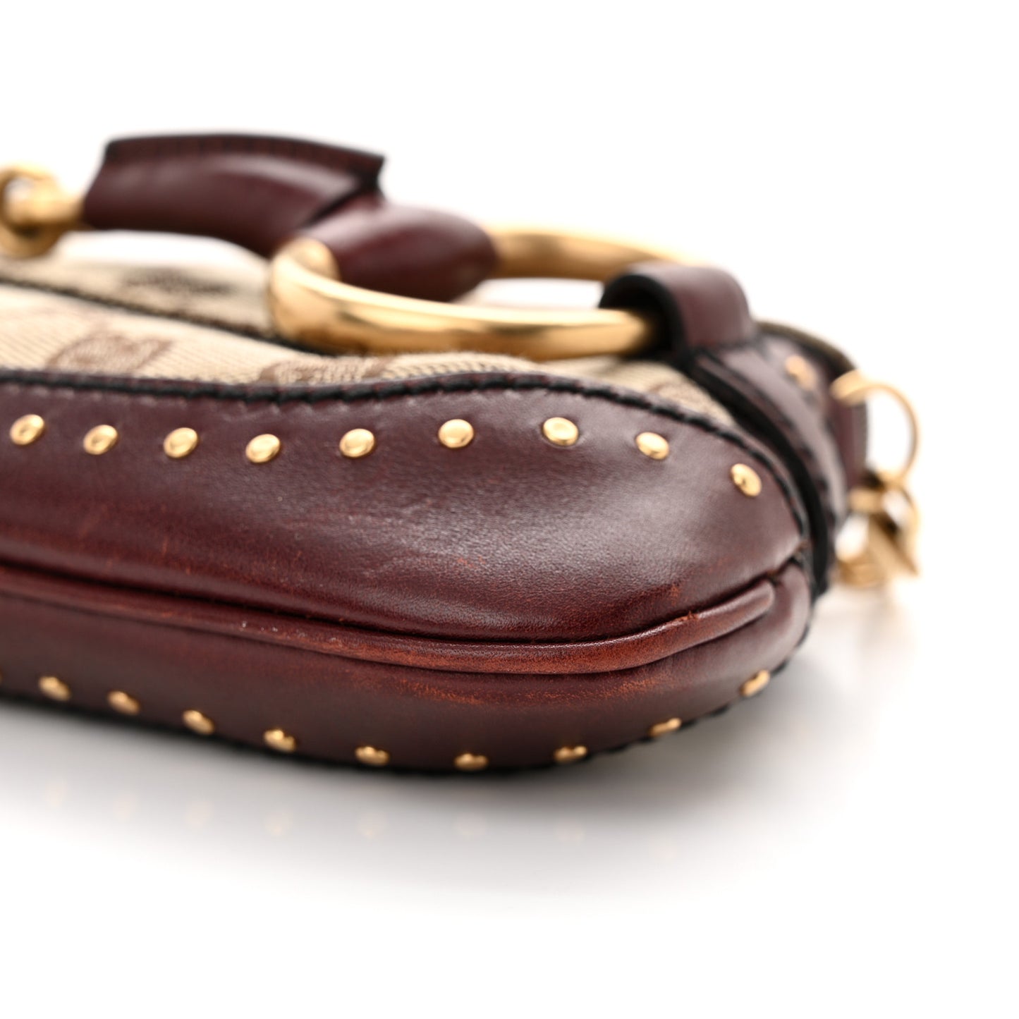 Monogram Studded Small Horsebit Clutch Bordeaux