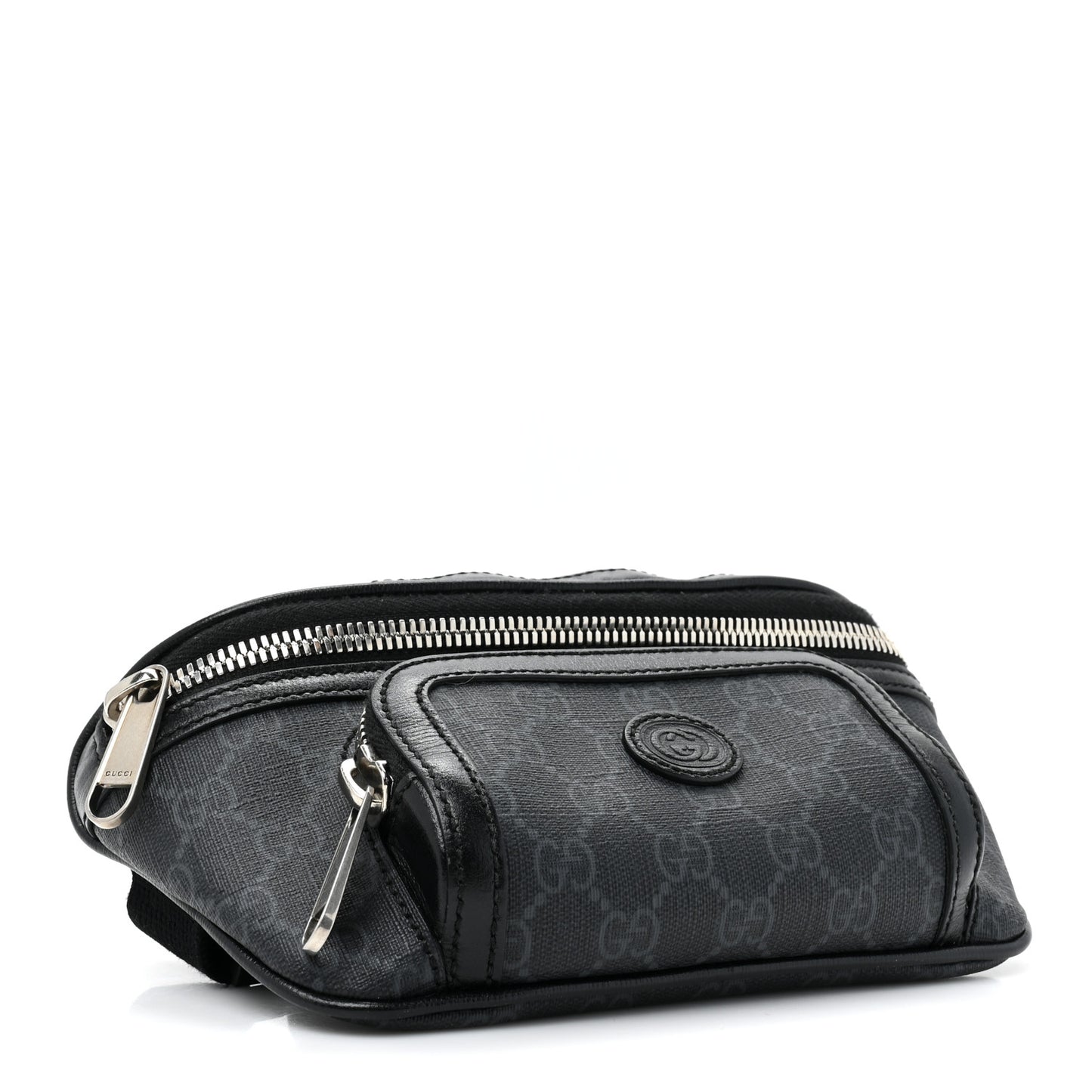 GG Supreme Monogram Textured Calfskin Retro Interlocking G Belt Bag Black