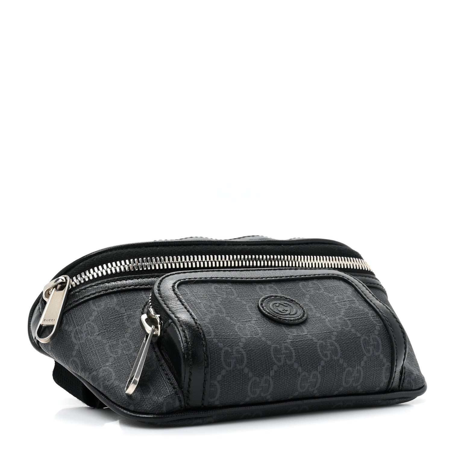 Gucci GG Supreme Monogram Textured Calfskin Retro Interlocking G Belt Bag Black 4 of 10