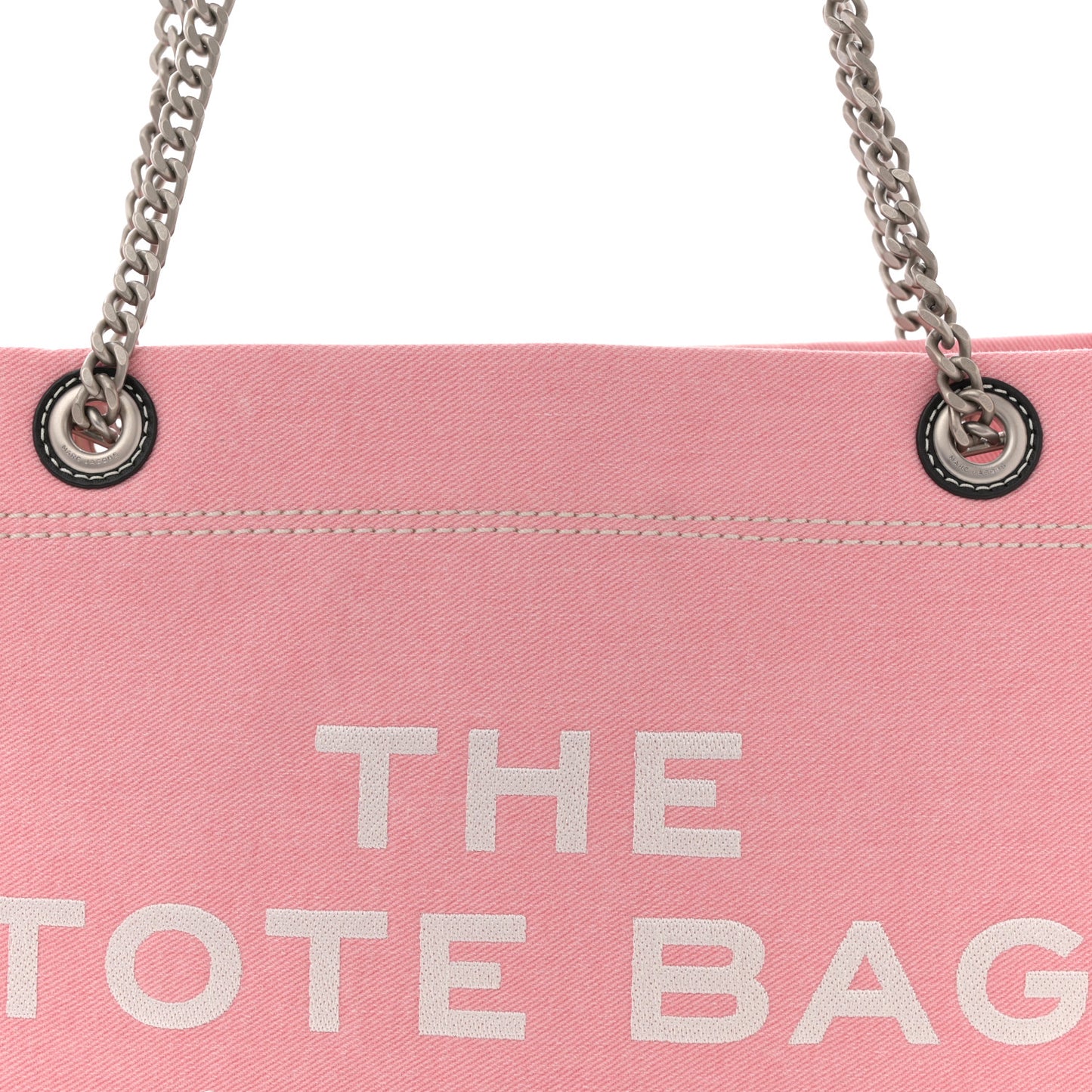 Denim Canvas Medium Chain Bag Ribbon Pink