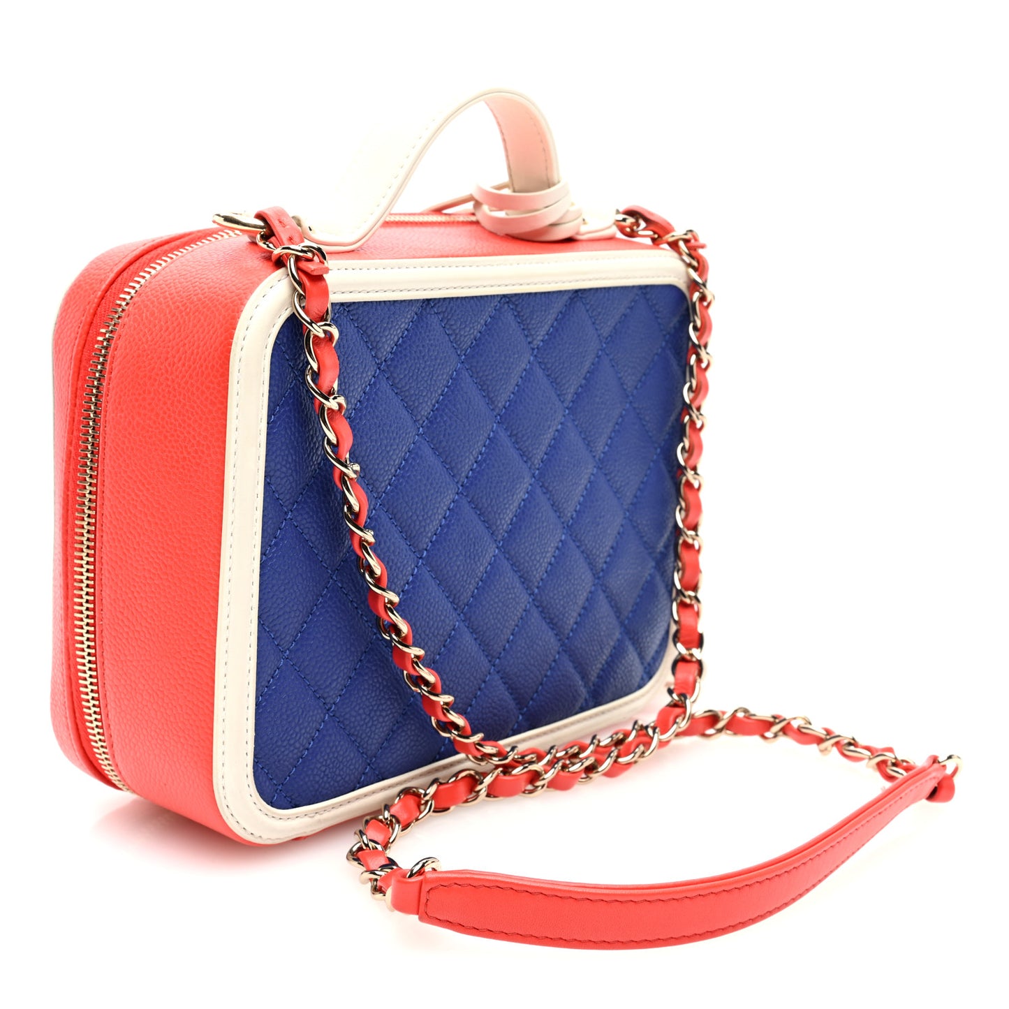 Caviar Quilted Medium CC Filigree Vanity Case Blue White Red