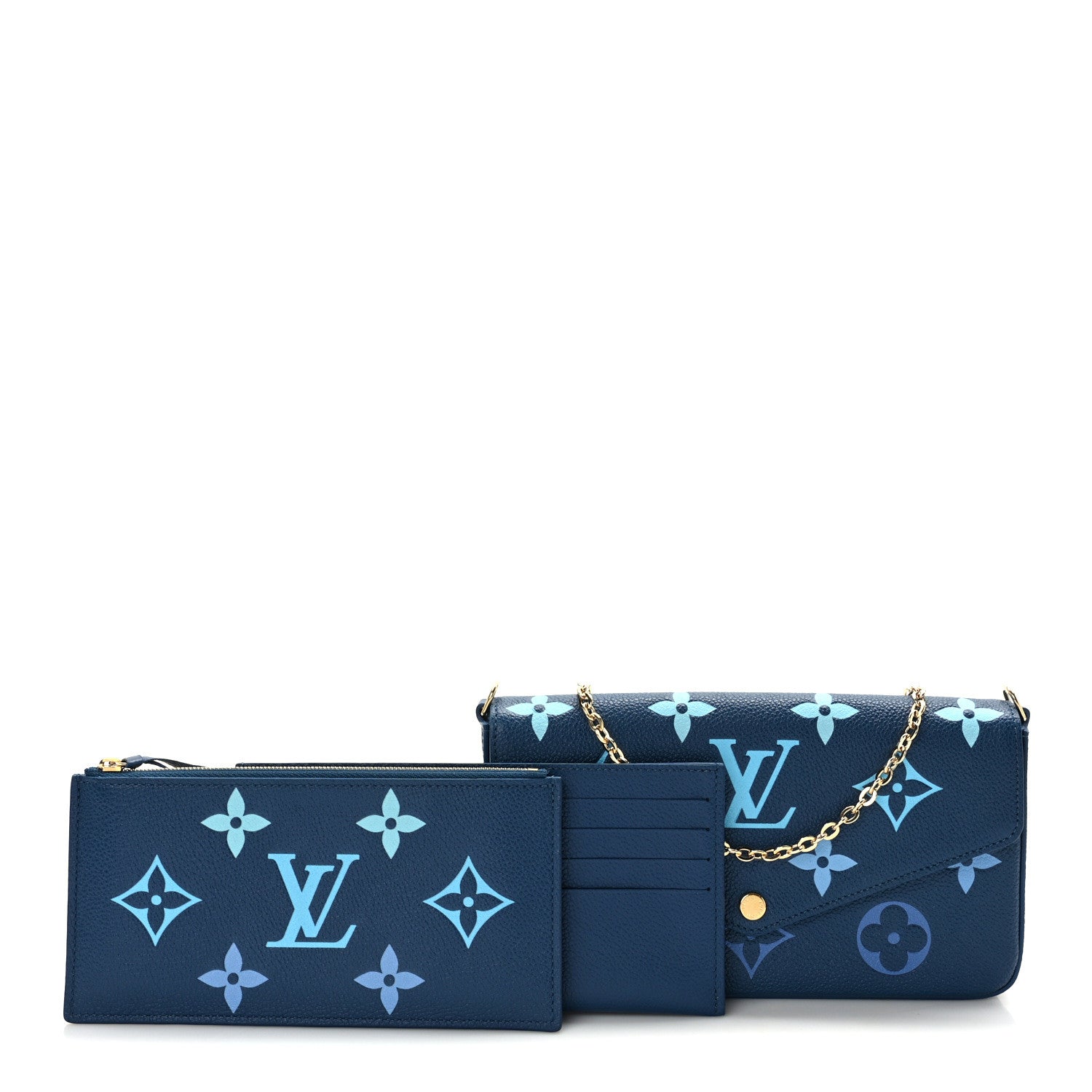 Louis Vuitton Empreinte Monogram Giant Felicie Pochette Chain Wallet Gradient Blue 3 of 11