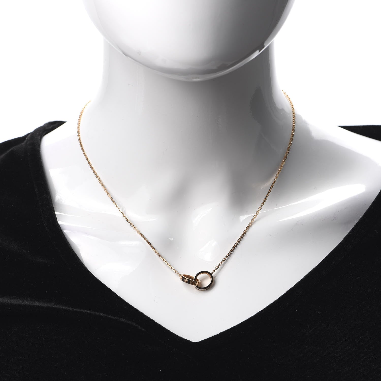 Cartier 18K Pink Gold Diamond Interlocking LOVE Necklace 2 of 7