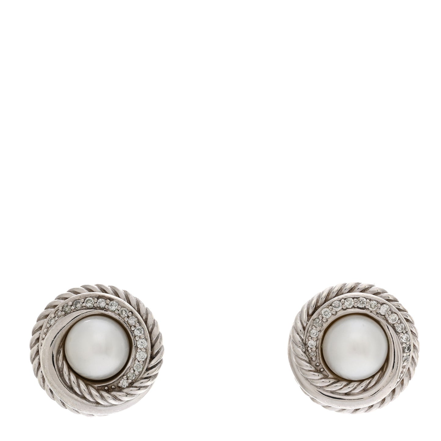 Sterling Silver Diamond Freshwater Pearl Crossover Earrings