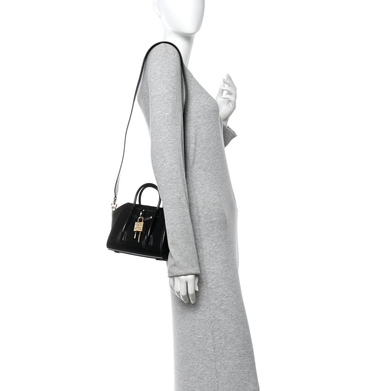 Givenchy Box Calfskin Mini Lock Antigona Shoulder Bag Black 2 of 9