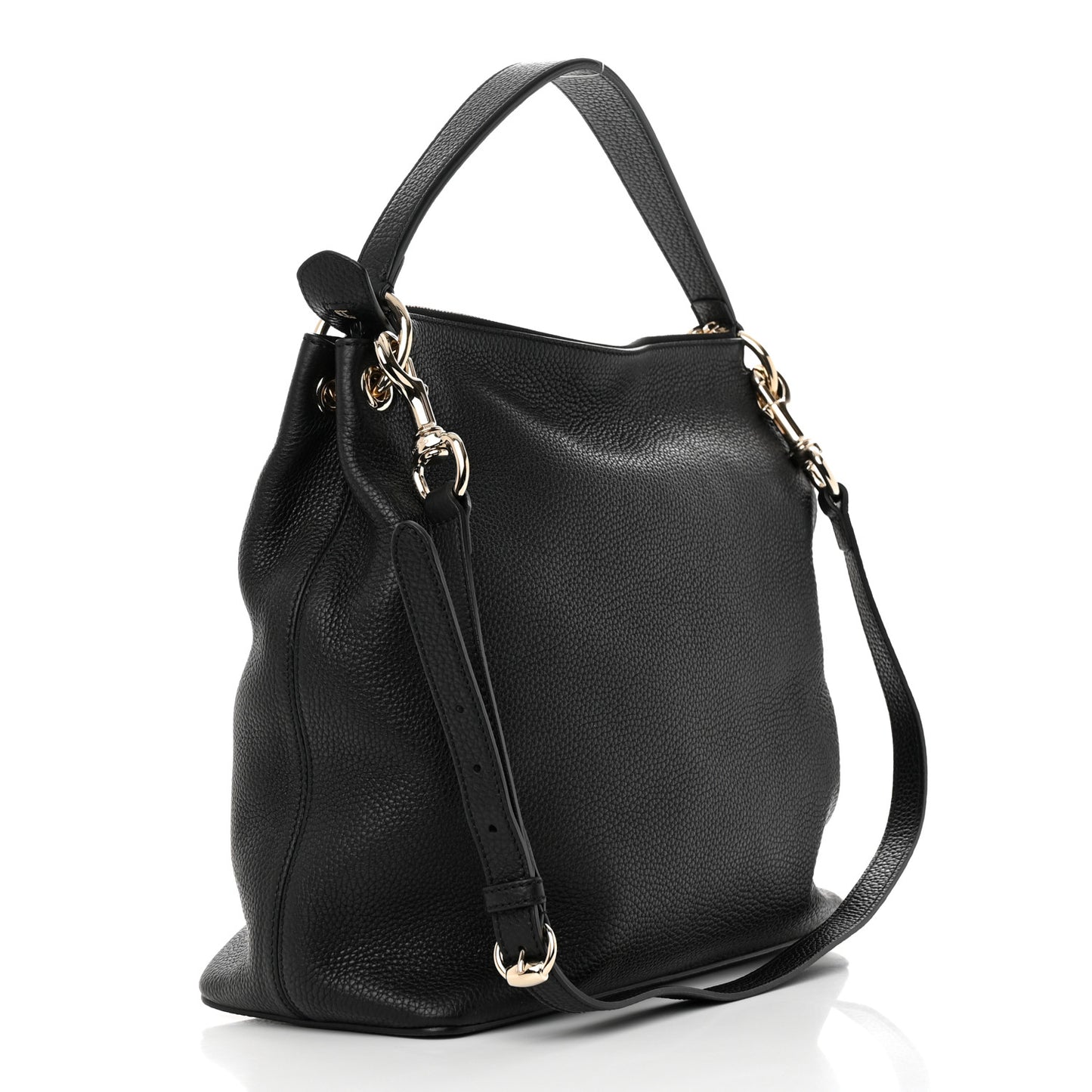 Pebbled Calfskin Large Soho Hobo Black
