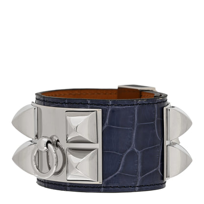 Hermes Shiny Alligator Collier De Chien CDC Bracelet S Bleu Saphir 1 of 5