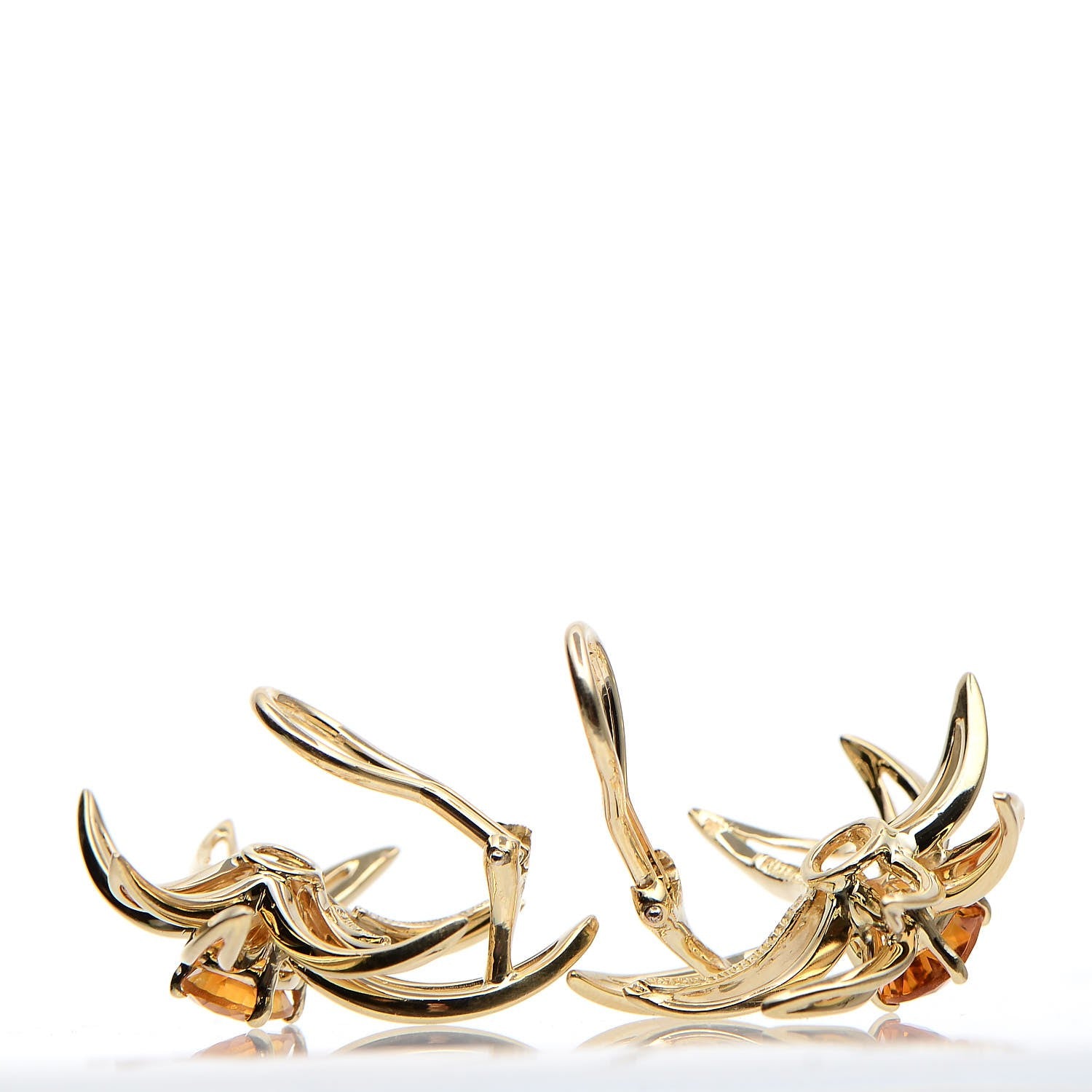 Tiffany 18K Yellow Gold Citrine Fireworks Clip On Earrings 4 of 5