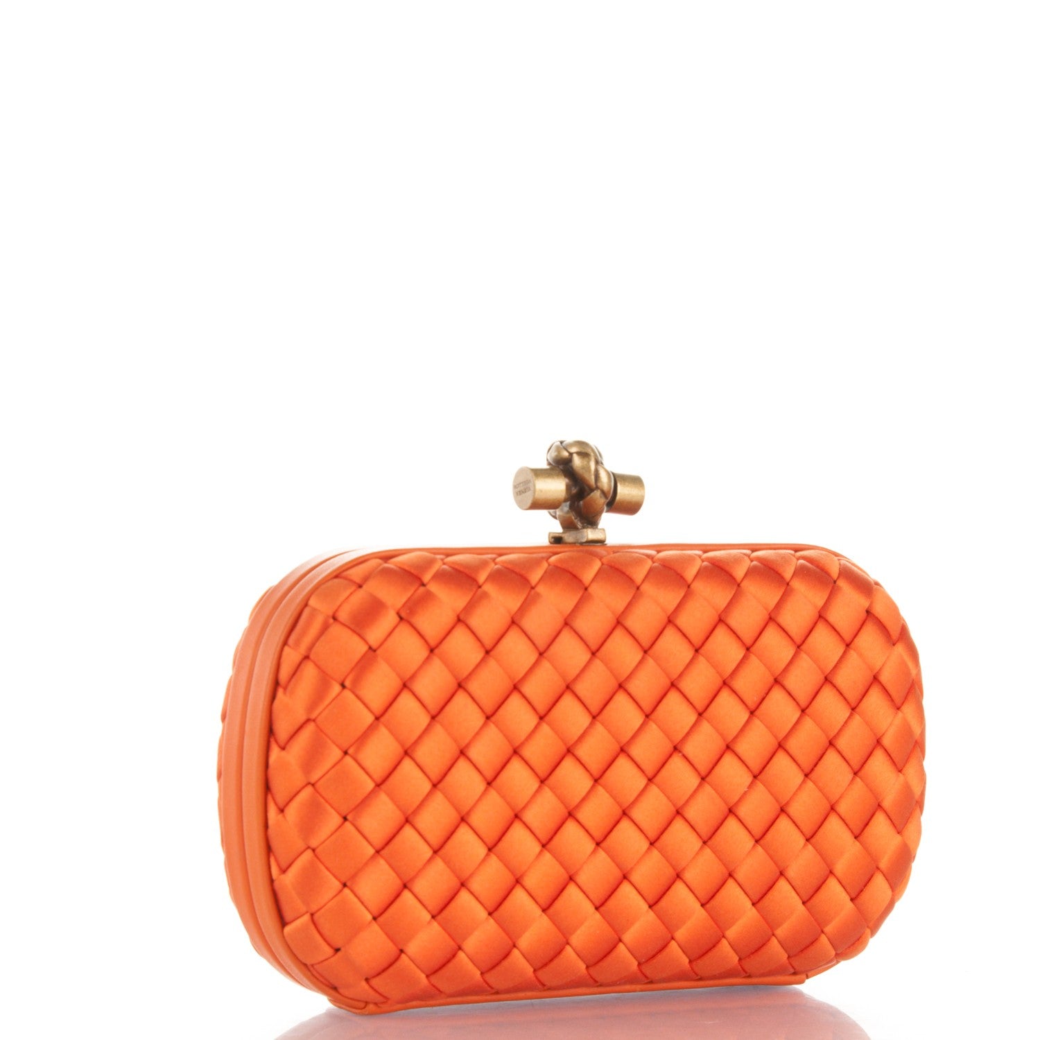 Bottega Veneta Satin Intreccio Impero Knot Clutch Orange 3 of 6