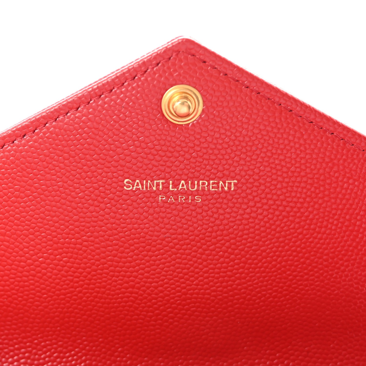 Saint Laurent Grain De Poudre Matelasse Chevron Monogram Flap Wallet Red 6 of 9