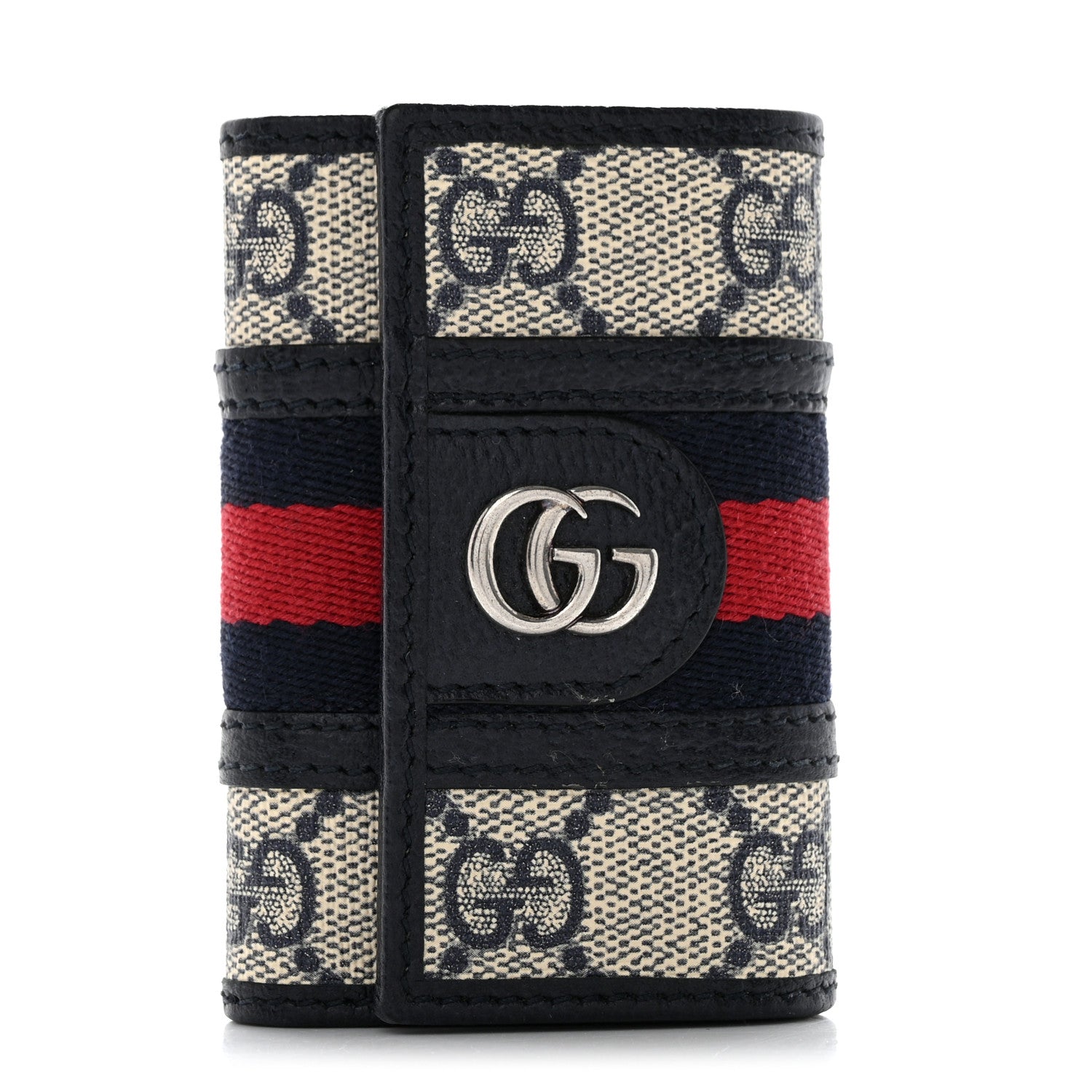 Gucci GG Supreme Monogram Web Ophidia 6 Key Holder Case Beige Blue 1 of 7