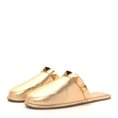 Valentino Garavani Metallic Nappa Roman Stud Slippers 38.5 Antique Brass 3 of 8