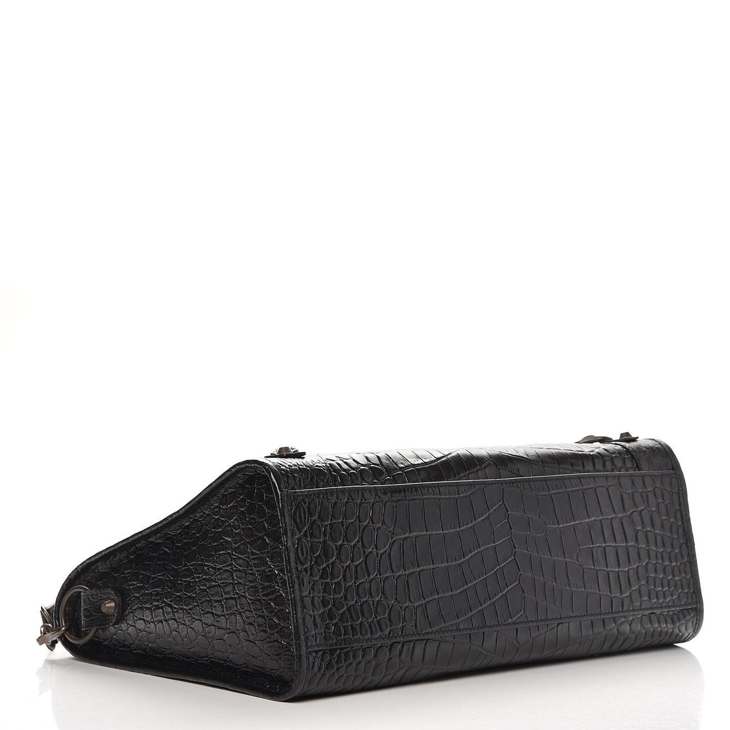 Calfskin Crocodile Embossed Classic Hardware City Black
