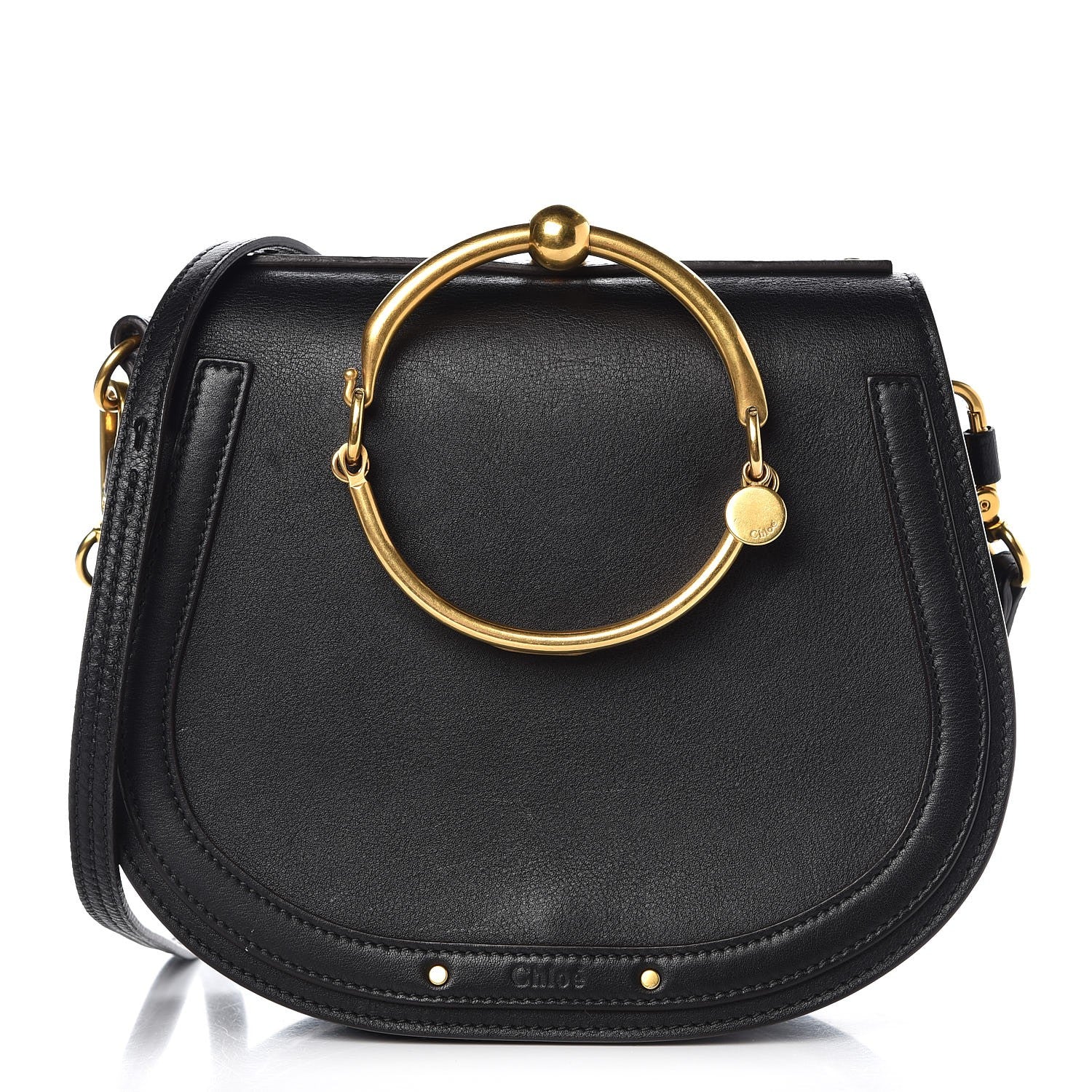 Chloe Calfskin Suede Medium Nile Bracelet Bag Black 1 of 10