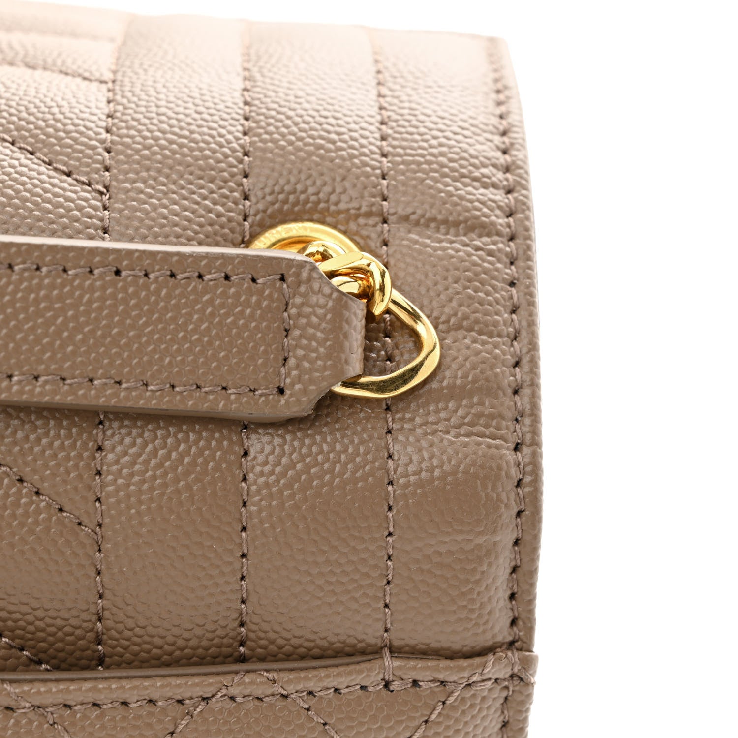 Saint Laurent Grain De Poudre Textured Mixed Matelasse Triquilt Small Monogram Satchel Taupe 11 of 14