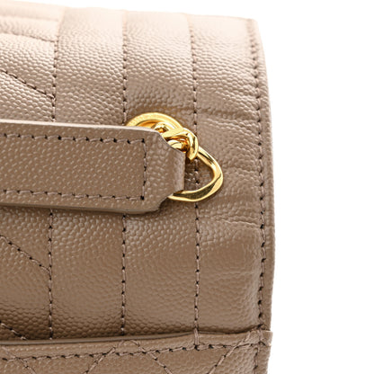 Saint Laurent Grain De Poudre Textured Mixed Matelasse Triquilt Small Monogram Satchel Taupe 11 of 14