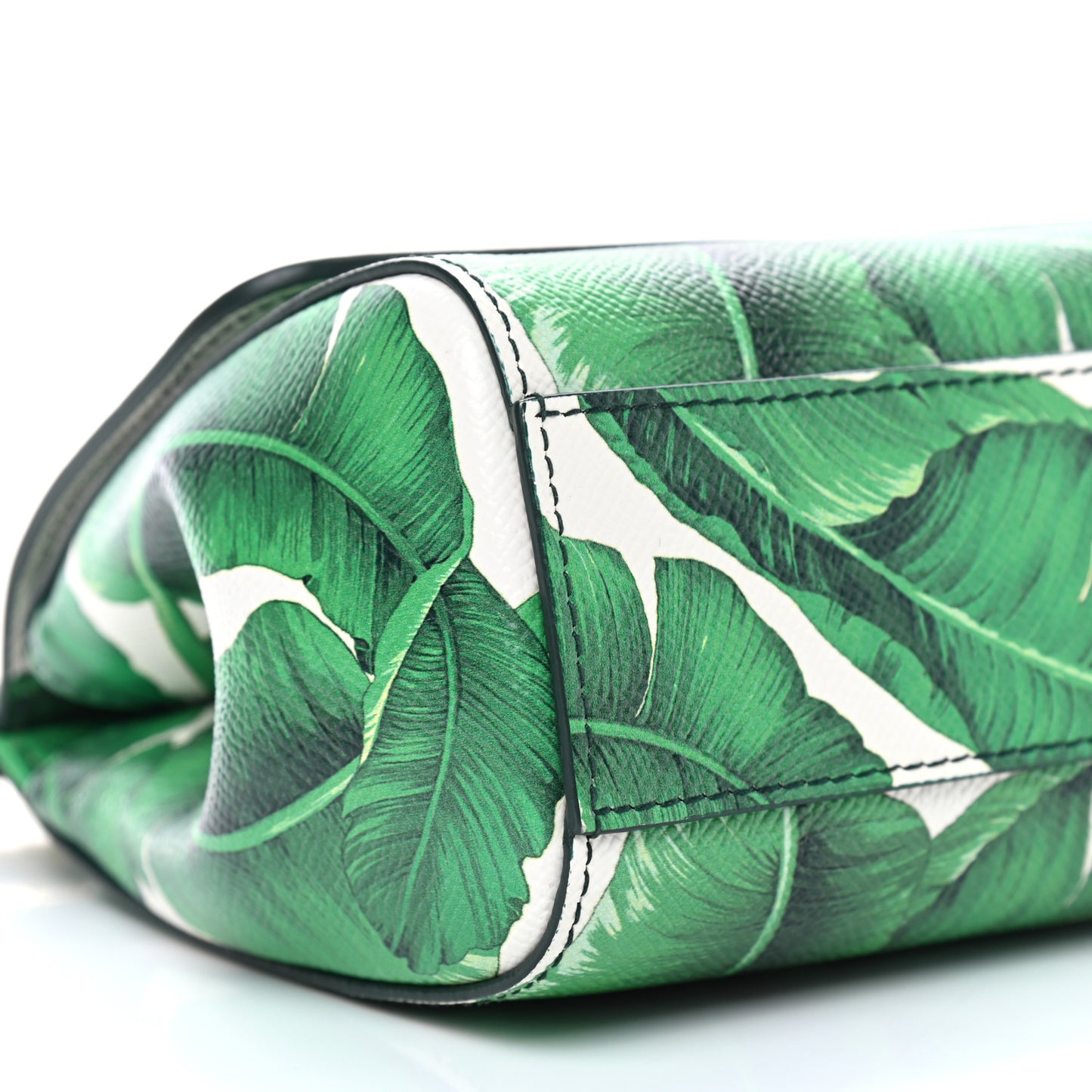 Dauphine Banana Leaf Print Small Miss Sicily Satchel Green White