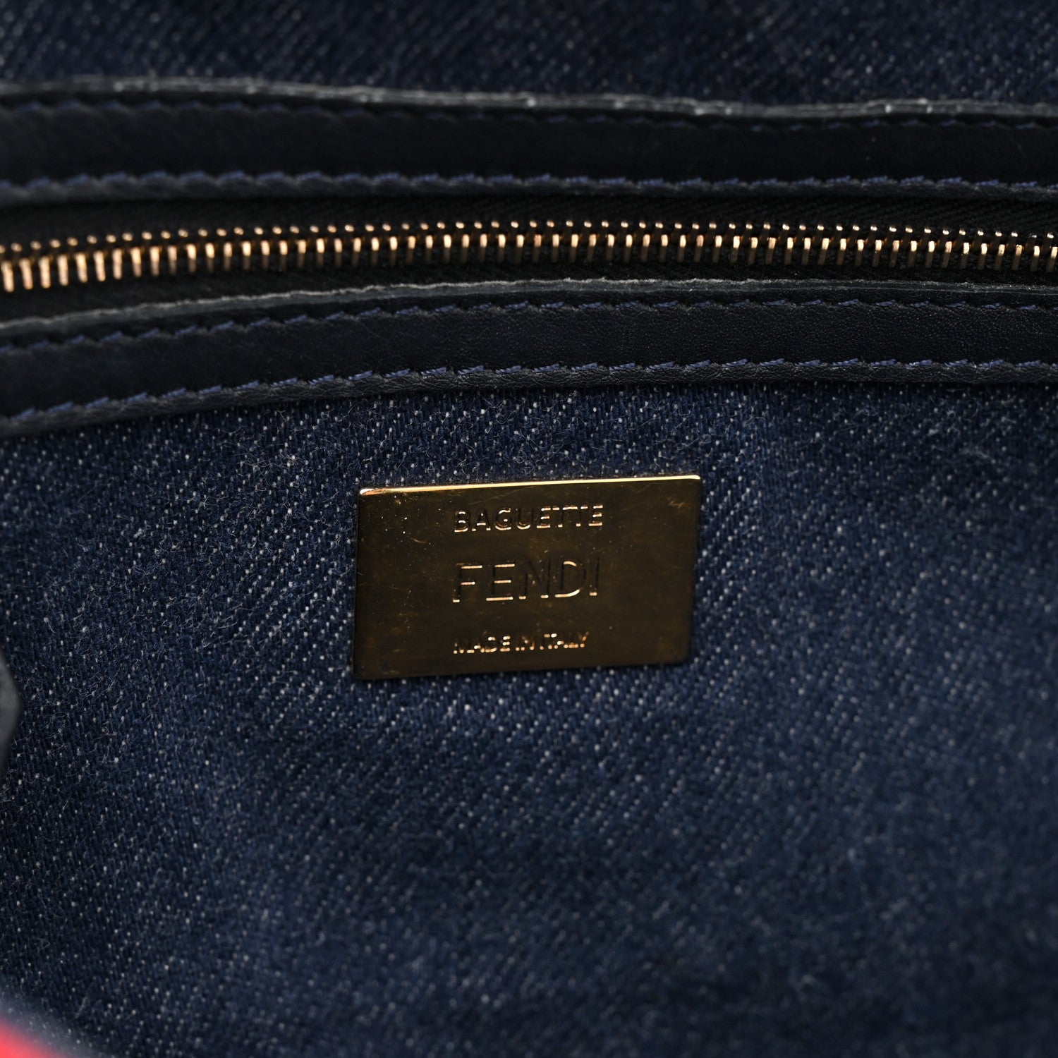 Fendi Denim Large Baguette Blue Rosso 6 of 16
