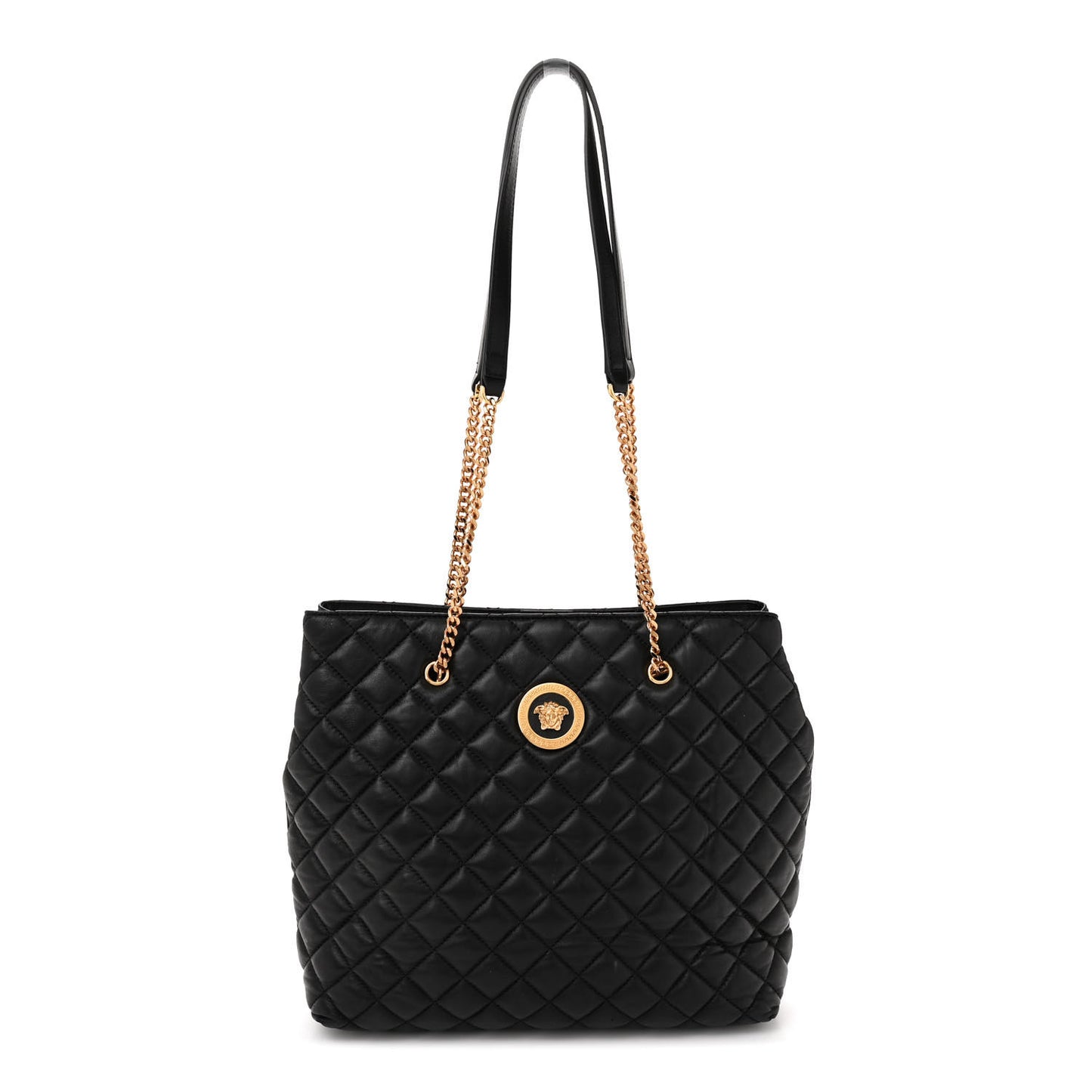 Nappa Quilted Medusa Chain Shoulder Bag Black