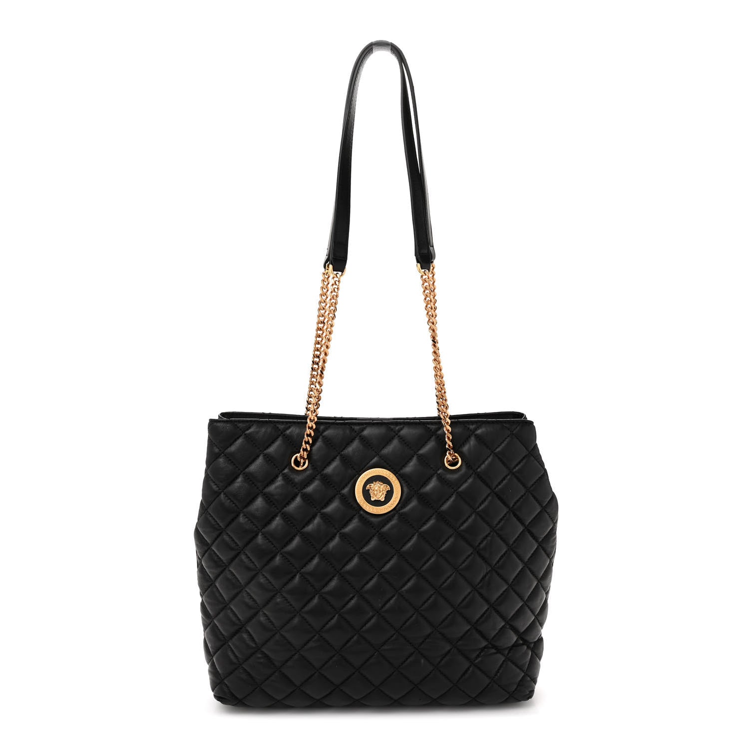 Versace Nappa Quilted Medusa Chain Shoulder Bag Black 1 of 9