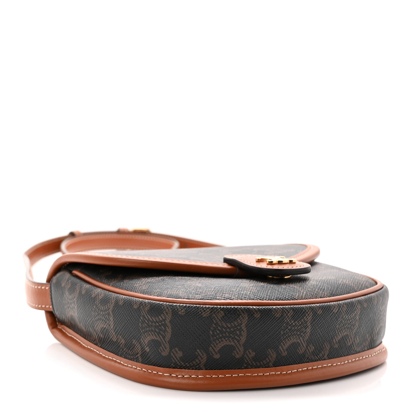 Canvas Calfskin Triomphe Mini Besace Tan