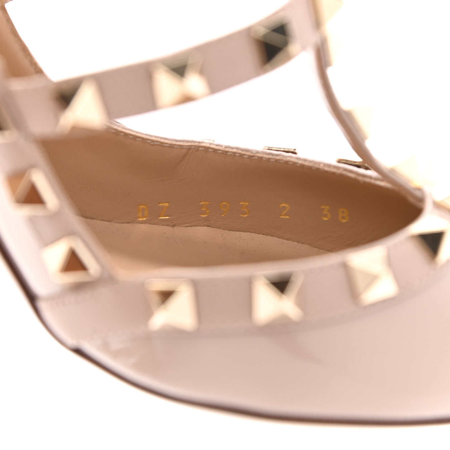 Patent Nappa Rockstud Ankle Strap 100mm Pumps 38 Poudre