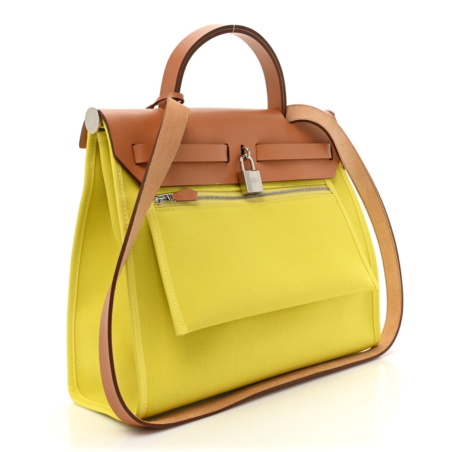 Hermes Vache Hunter Toile Herbag Zip 31 PM Lime Naturel 4 of 14