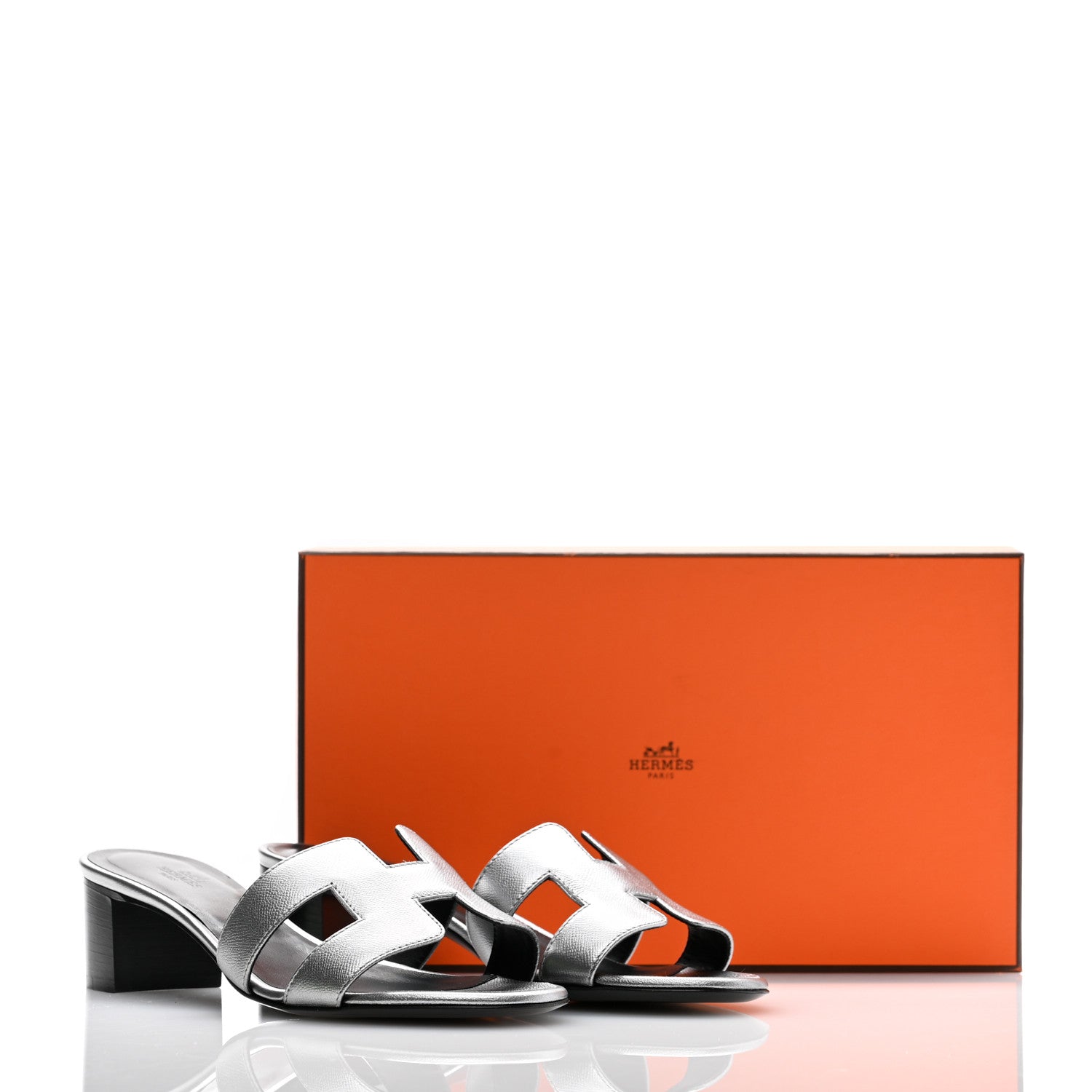 Hermes Metallic Epsom Oasis Sandals 37 Gris Argente 9 of 9