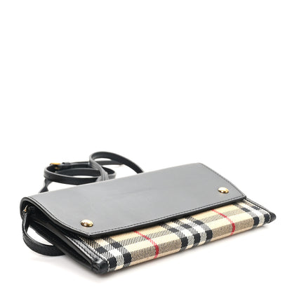 Burberry Calfskin Vintage Check Phone Pocket Crossbody Archive Beige Black 4 of 10