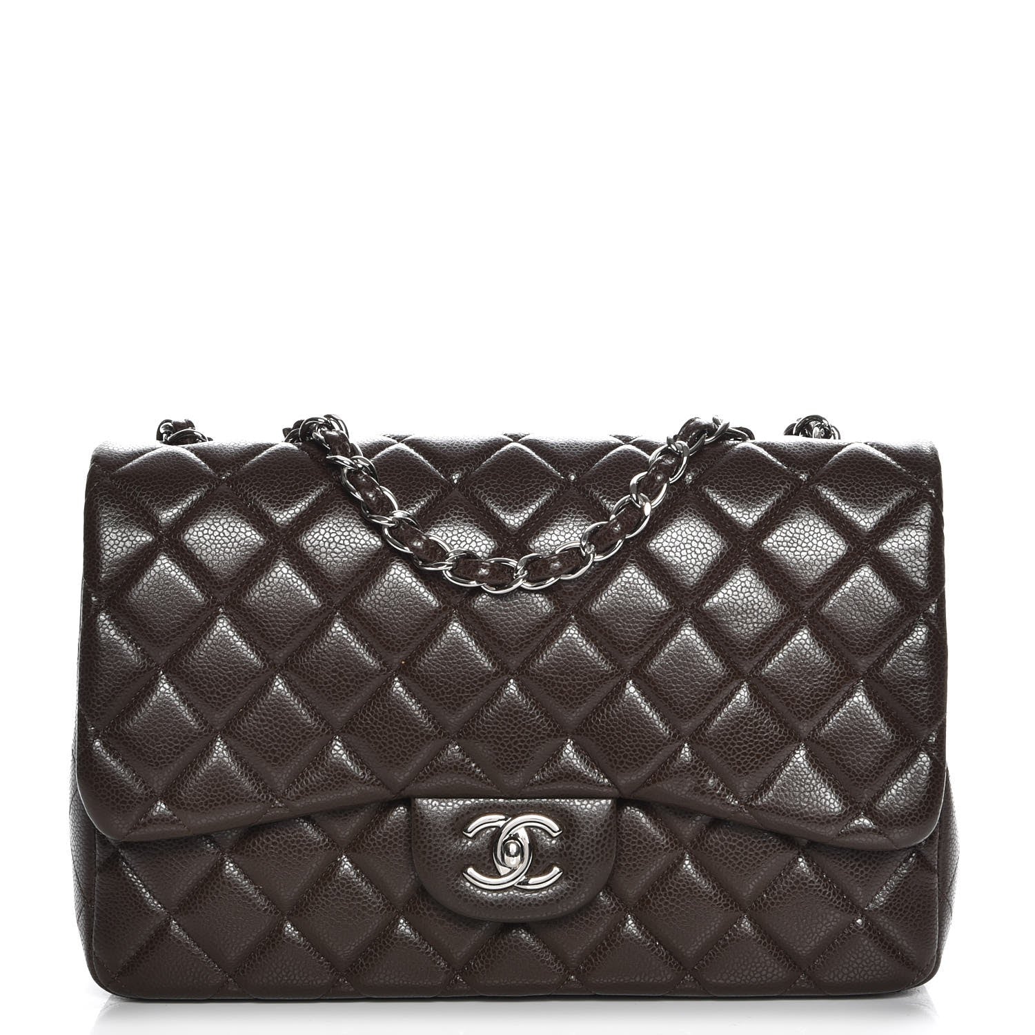 Chanel Caviar Quilted Jumbo Single Flap Dark Brown 1 of 9