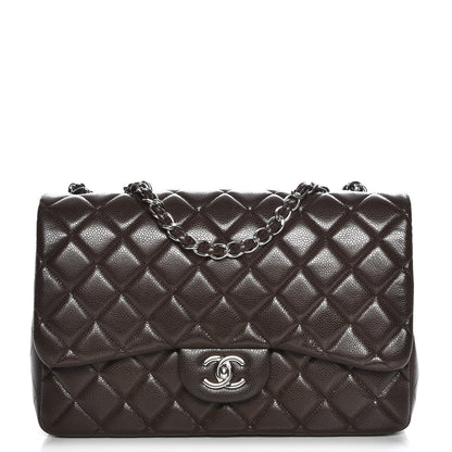 Chanel Caviar Quilted Jumbo Single Flap Dark Brown 1 of 9