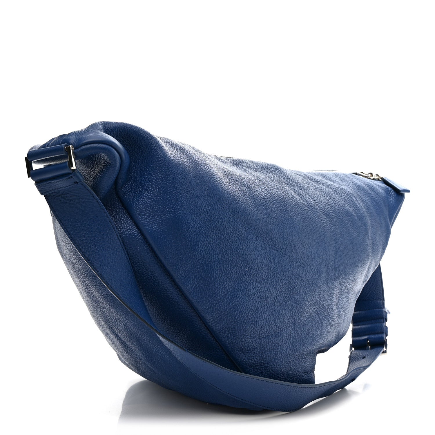 Prada Vitello Daino Triangle Shoulder Bag Blue 3 of 9
