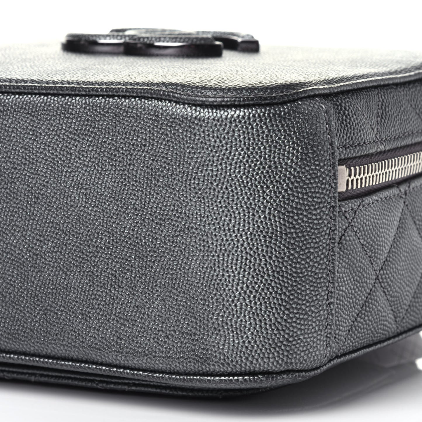 Metallic Caviar Small Coco Curve Vanity Bag Black Ruthenium