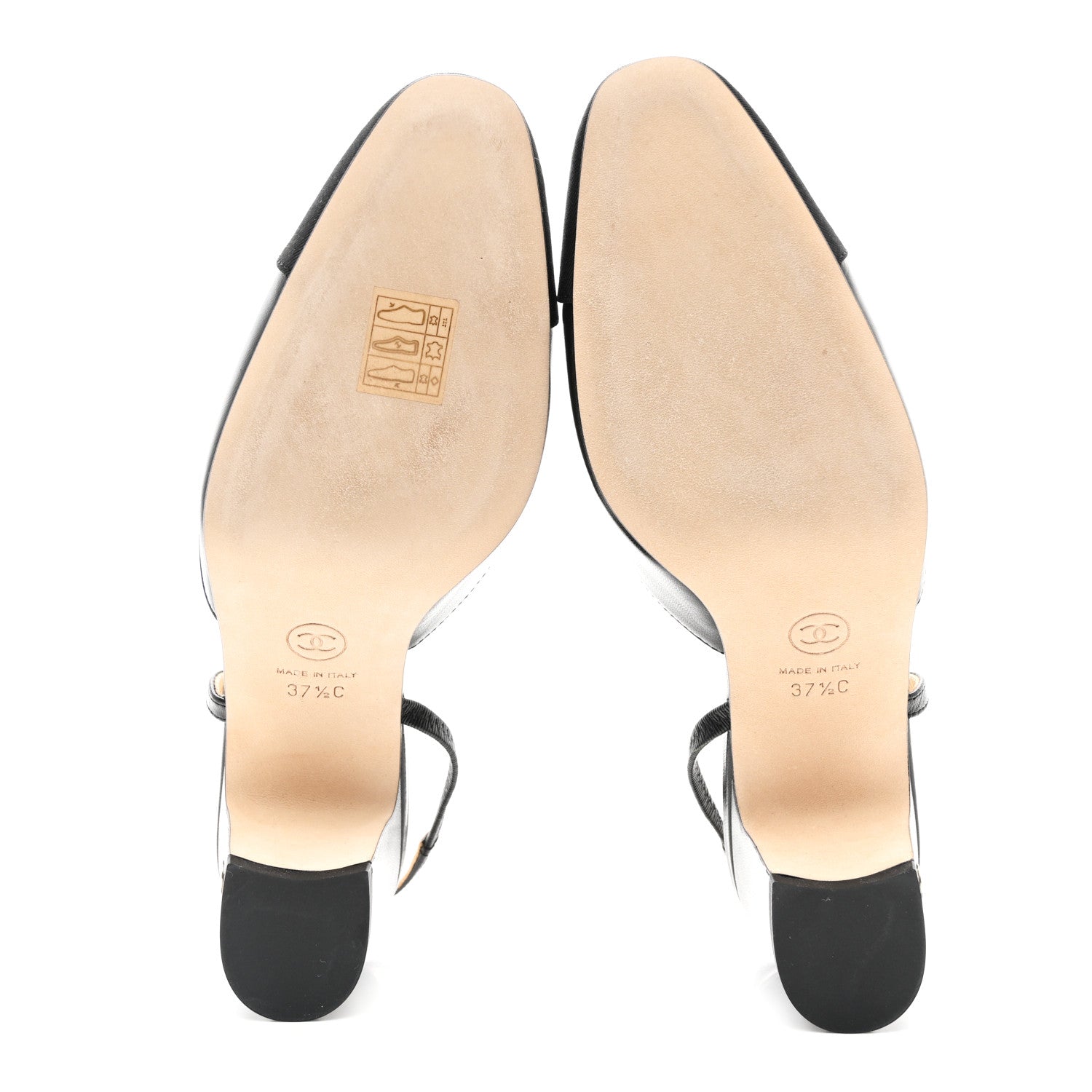 Chanel Goatskin Grosgrain Cap Toe CC Slingback Pumps 37.5 Black 5 of 9