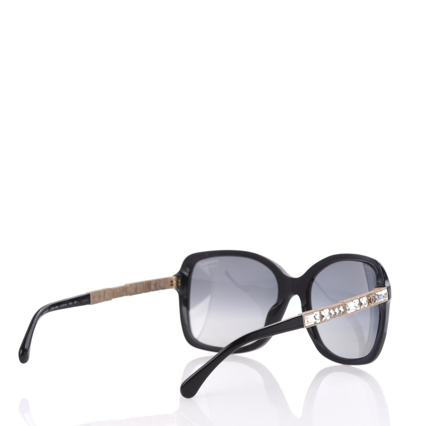 Crystal Baguette Polarized Square Sunglasses 5308-B Black