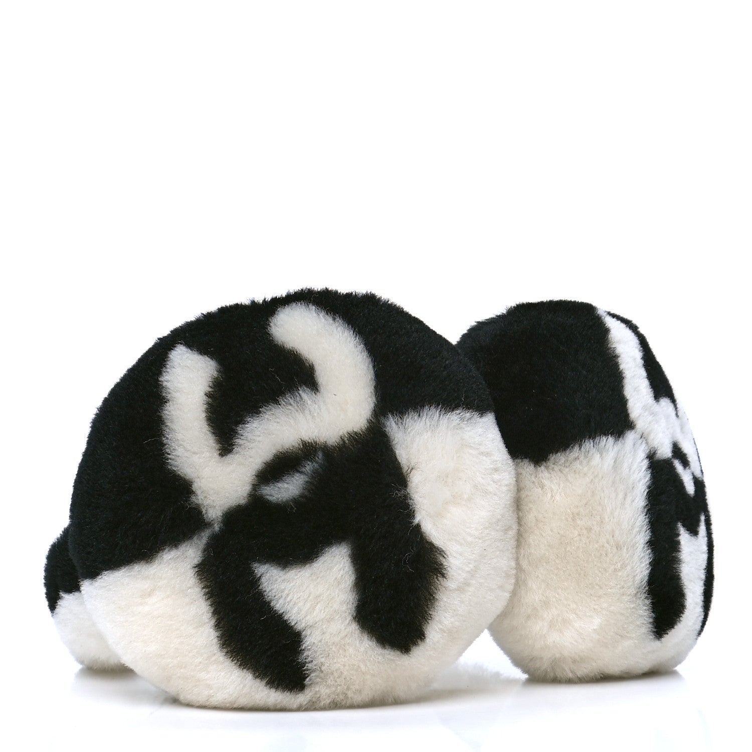 Chanel Shearling CC Bi-Color Ear Muffs White Black 3 of 4